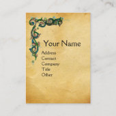 UNICORN/Antiek Floral Brown Parchment Monogram Visitekaartje (Voorkant)