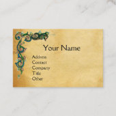 UNICORN/Antiek Floral Brown Parchment Monogram Visitekaartje (Voorkant)