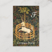 UNICORN/Antiek Floral Brown Parchment Monogram Visitekaartje (Achterkant)