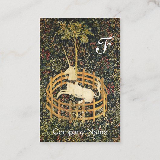 UNICORN/Antiek Floral Brown Parchment Monogram Visitekaartje (Achterkant)