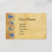 UNICORN Antiek Rood Blauw Bloemperkament Monogram Visitekaartje (Voorkant)