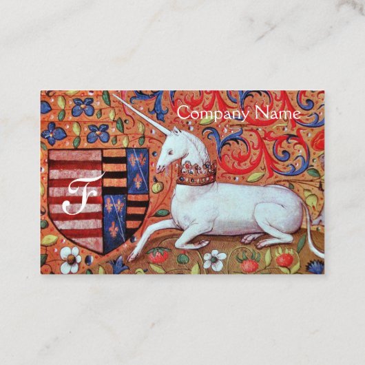 UNICORN Antiek Rood Blauw Bloemperkament Monogram Visitekaartje (Achterkant)