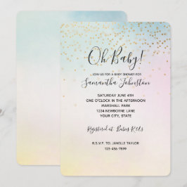 Unicorn Aqua Pink Yellow Tie Dye Gold Confetti Kaart