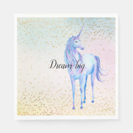 Unicorn Aqua Pink Yellow Tie Dye Gold Confetti Servet
