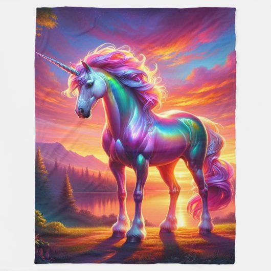 Unicorn Art Fleece Deken (Voorkant)