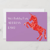 Unicorn art kleurrijke meisjesfeestje kaart (Voorkant)