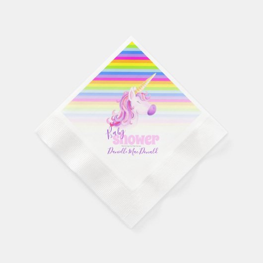 Unicorn art rainbow baby shower napkins servet (Hoek)
