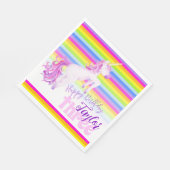 Unicorn art rainbow derde verjaardag, napkins servet (Hoek)