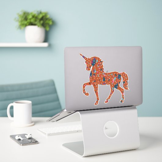 Unicorn Art Sticker (Laptop op bureau)