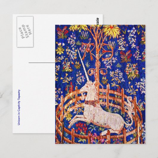 Unicorn Art - "The Unicorn in Captivity" Briefkaart (Voorkant / Achterkant)