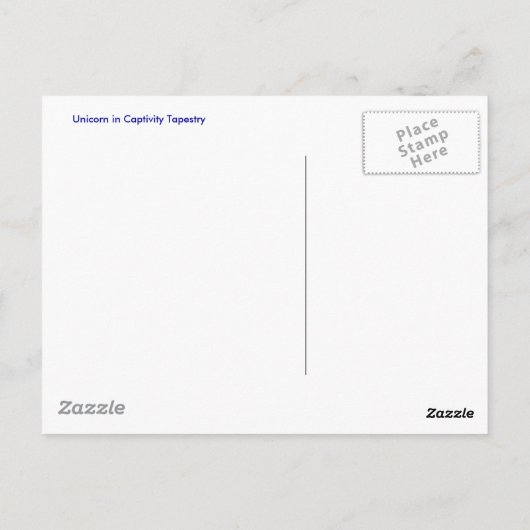 Unicorn Art - "The Unicorn in Captivity" Briefkaart (Achterkant)