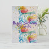 Unicorn Art Waterverf Birthday Uitnodiging (Staand voorkant)