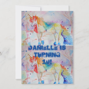 Unicorn Art Waterverf Birthday Uitnodiging