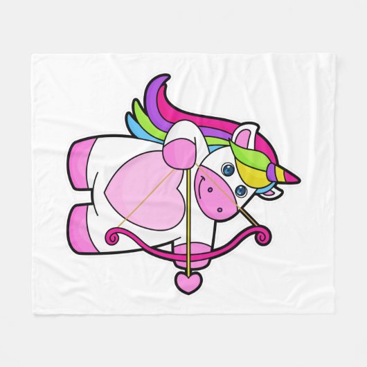Unicorn as Archer with Bow and Arrow Fleece Deken (Voorkant (Horizontaal))