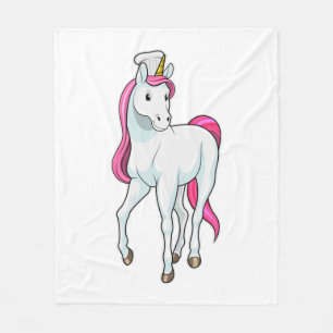 Unicorn as Cook with Chef hat Fleece Deken