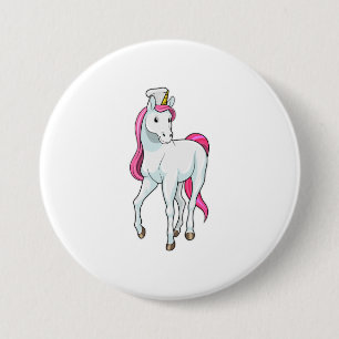 Unicorn as Cook with Chef hat Ronde Button 7,6 Cm