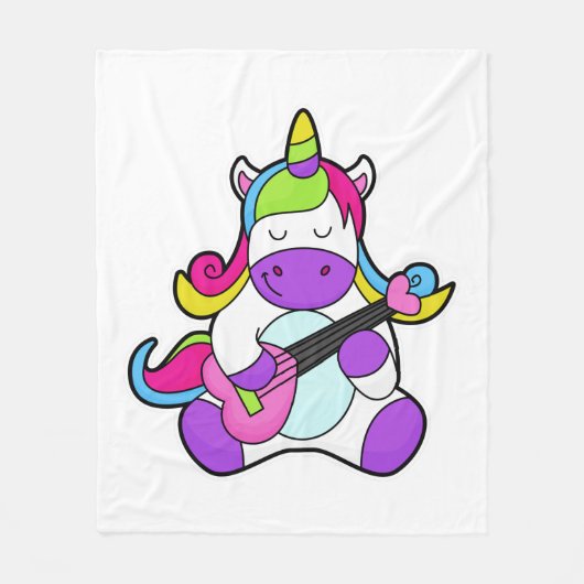 Unicorn as Musician with Guitar Fleece Deken (Voorkant)