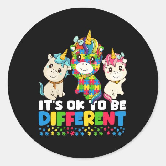 Unicorn Autism Awareness Ronde Sticker (Voorkant)