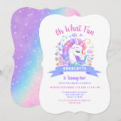 Unicorn Baby 1st Birthday Magical Rainbow Party Kaart (Voorkant / Achterkant)