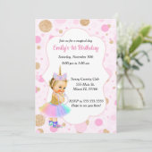 Unicorn Baby 1st Birthday Uitnodiging 4 (Staand voorkant)