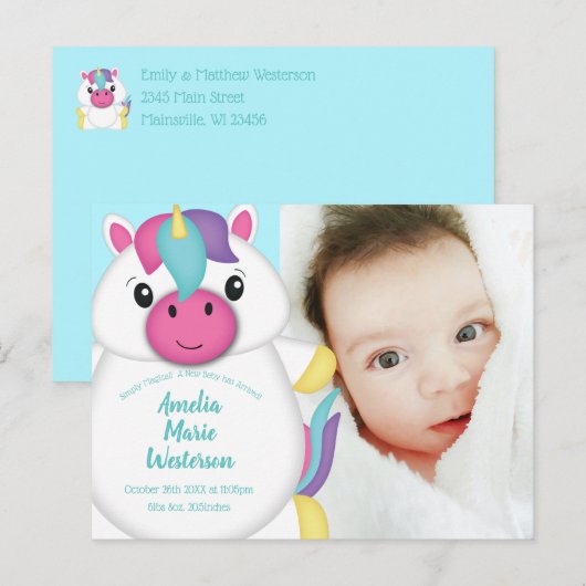Unicorn Baby aangekondigd Briefkaart (Voorkant / Achterkant)