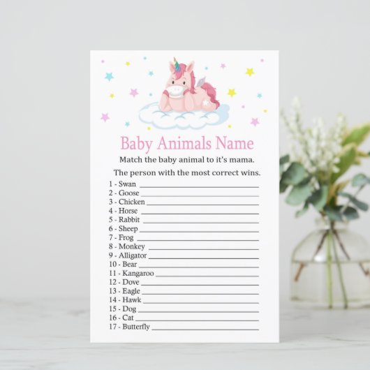 Unicorn Baby Animals Name Game (Staand voorkant)