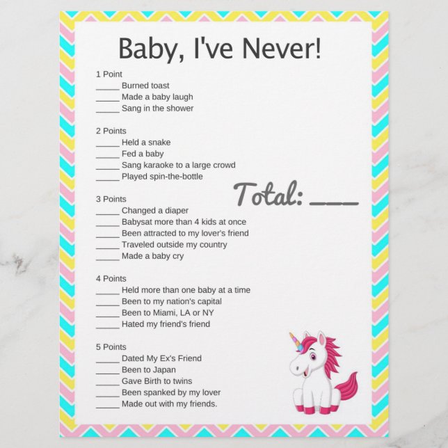 Unicorn Baby, dat heb ik nooit gedaan. Baby shower (Voorkant)