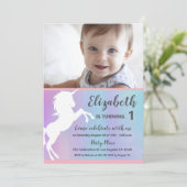 Unicorn Baby Foto Eerste verjaardag Kaart (Staand voorkant)