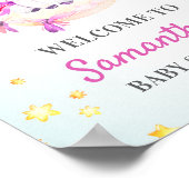 Unicorn Baby Girl Shower Sprinkle Party Welkom Poster (Hoek)