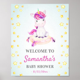 Unicorn Baby Girl Shower Sprinkle Party Welkom Poster