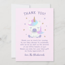 Unicorn Baby shower Bedankkaart