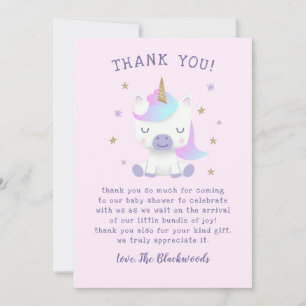 Unicorn Baby shower Bedankkaart