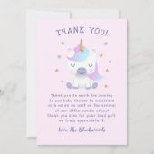 Unicorn Baby shower Bedankkaart (Voorkant)