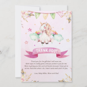 Unicorn baby shower bedankt je creditcard