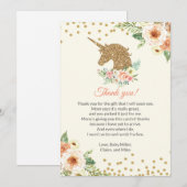 Unicorn Baby shower Bedankt voor je creditcard Pea (Voorkant / Achterkant)