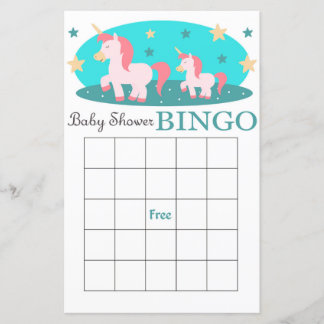 Unicorn baby shower bingo
