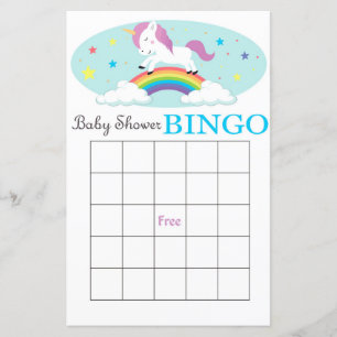Unicorn baby shower bingo