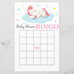 Unicorn baby shower bingo card, Unicorn bingo