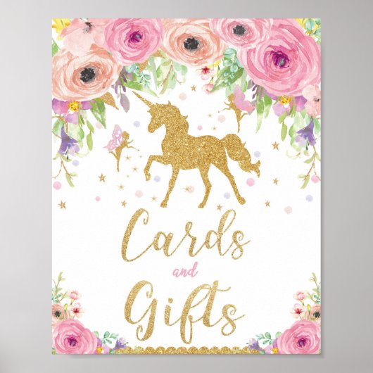 Unicorn Baby shower Birthday Gifts and Kaarten Poster (Voorkant)