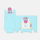 Unicorn Baby shower Blauwgroen Bedankdoosjes (Uitgevouwen)