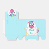 Unicorn Baby shower Blauwgroen Bedankdoosjes (Uitgevouwen)