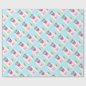 Unicorn Baby shower Blauwgroen Cadeaupapier (Vlak)