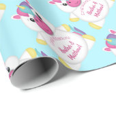 Unicorn Baby shower Blauwgroen Cadeaupapier (Rol Hoek)