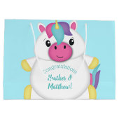 Unicorn Baby shower Blauwgroen Groot Cadeauzakje (Achterkant)