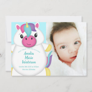Unicorn Baby shower Blauwgroen Kaart