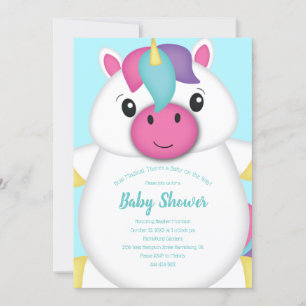 Unicorn Baby shower Blauwgroen Kaart