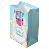 Unicorn Baby shower Blauwgroen Medium Cadeauzakje (Voorkant Gekanteld)