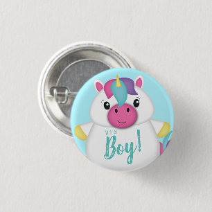 Unicorn Baby shower Blauwgroen Ronde Button 3,2 Cm