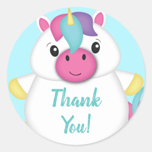 Unicorn Baby shower Blauwgroen Ronde Sticker (Voorkant)