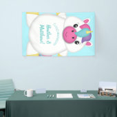 Unicorn Baby shower Blauwgroen Spandoek (Beurs)